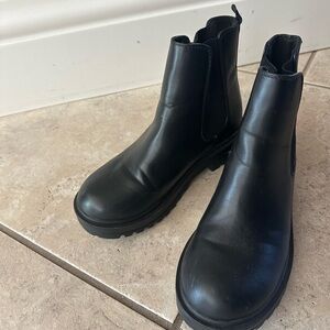 Black Leather Ankle Boots